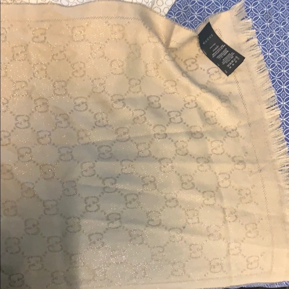 Gucci Shimmery Gold Reversible Wide Scarf